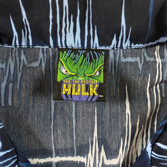 Vintage Y2K The Incredible Hulk Shirt Men's XL Button Up All Over Print Marvel - Picture 3 of 8